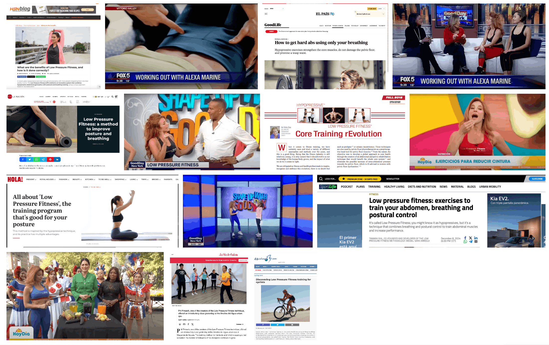 Alexa Marine and the Low Pressure Fitness methodology featured in Fox 5, El País, GoodDay New York, La Nación, Hola, SportLife and other international media